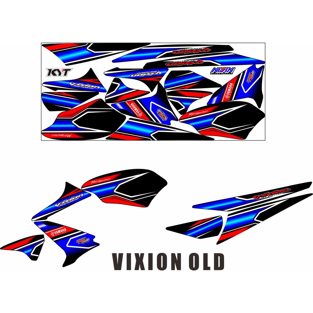 VARIASI COD / VARIASI YAMAHA VIXION OLD STRIPING/STICKER HITAM BIRU POLET MERAH VARIASI LIS PUTIH ST