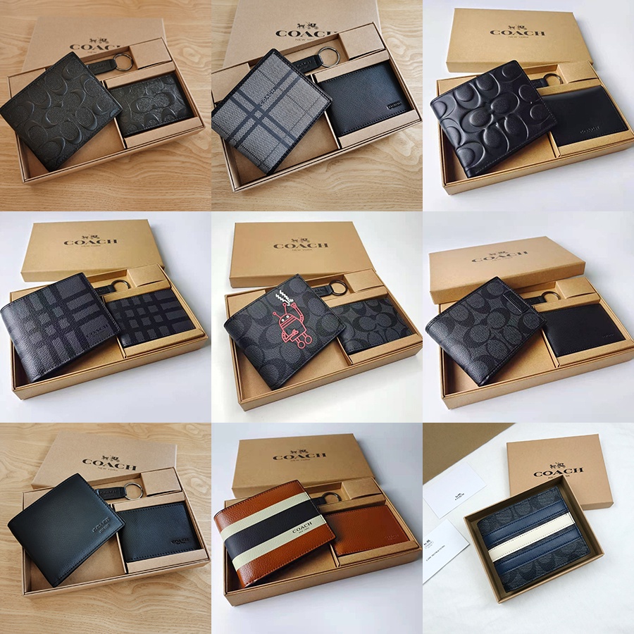 COACH dompet pria mode baru asli/dompet pendek/dompet kartu/dompet ganti/dompet tangan