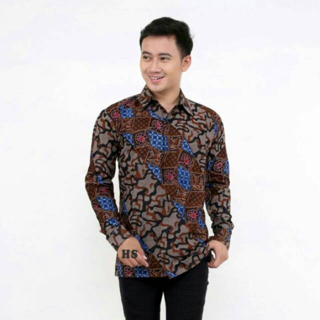 KEMEJA BATIK PRIA LENGAN PANJANG SIZE M L XL XXL  BSWART BatiK HRB026 Kenongo Hem Panjang Padi