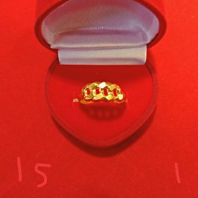 Cincin No 15 anak dan dewasa emas asli kadar 700 70% 22 1 satu gram gold model permata rantai pita selisih cantik