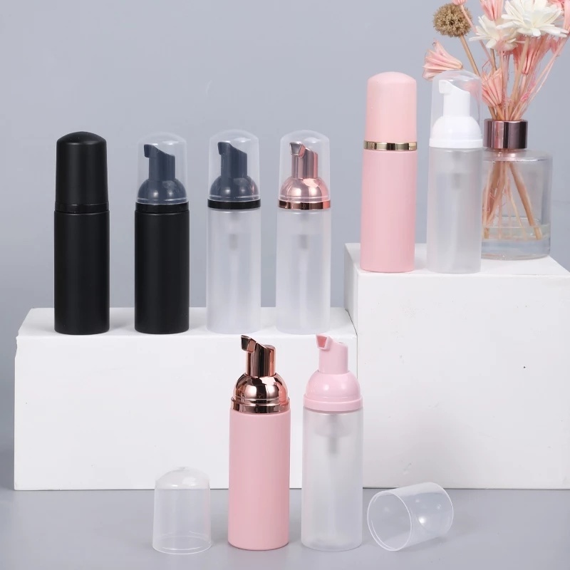 [50ml Mini Empty Refillable Empty Cosmetic container Cleanser Soap Shampoo Foaming Bottles Bottle] [Frosted Clear Color Plastic Foam Pump Bottles] [lotion essence Traveling and Outgoing Portable Container]