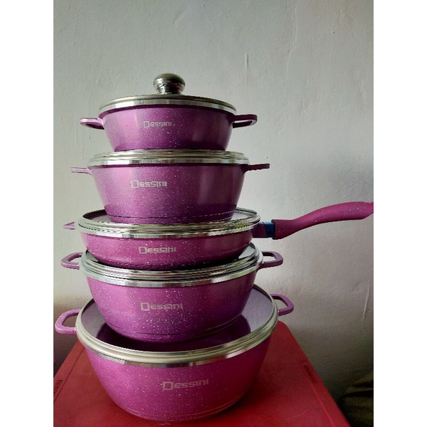 Panci alat masak isi 12 pcs ceramik Anti lengket Dessini Regina