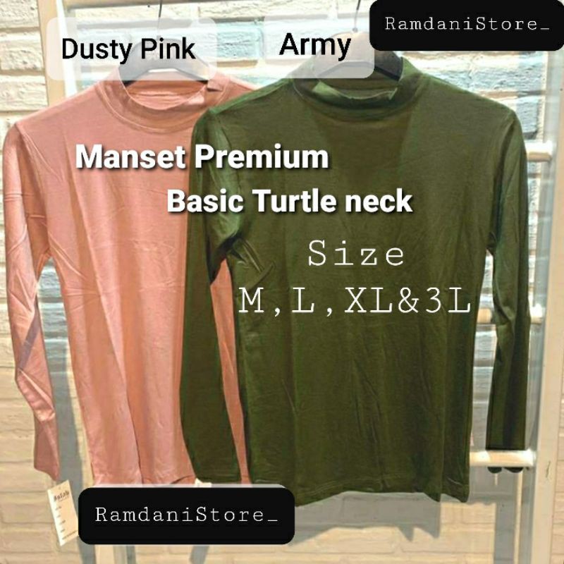 Manset Baju Premium Basic Turtle Neck, Manset Lengan Panjang, Manset baju bahan kaos premium