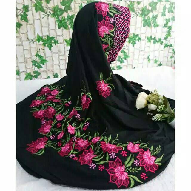 Mukena rayon lajuran adem cocok buat aholat orang dewasa, motif bunga bagus