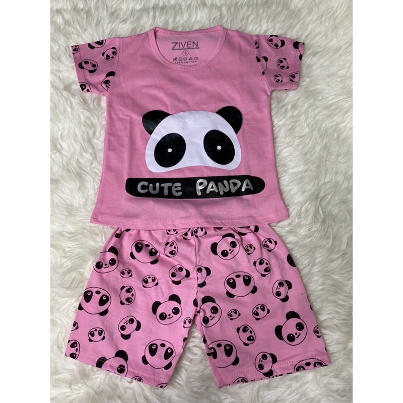 setelan anak cewek-setelan cute panda 1-9 tahun