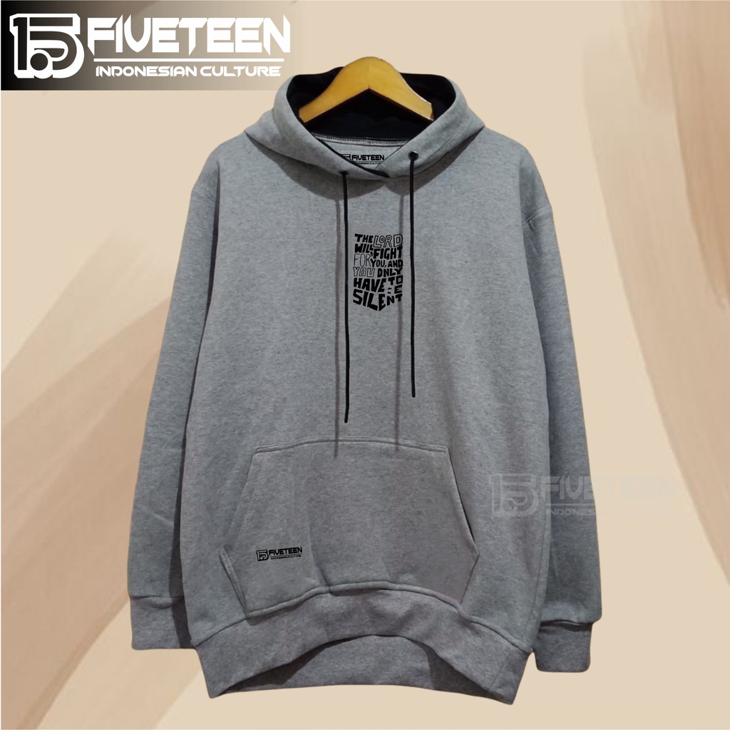 gratis ongkir bayar die tempat cod sweater hoodie pria original switer hudie unisex hoodie aesthetic jaket pria dewasa style warna abu muda sablon the lord will fight for you and you dnly have to silent 15fivteen jaket hoodie cowok distro tebal fifteen15