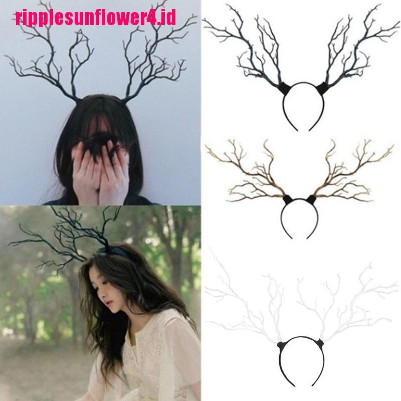 Bando Model Tanduk Rusa Cabang Pohon Gaya Vintage Untuk Aksesoris Halloween