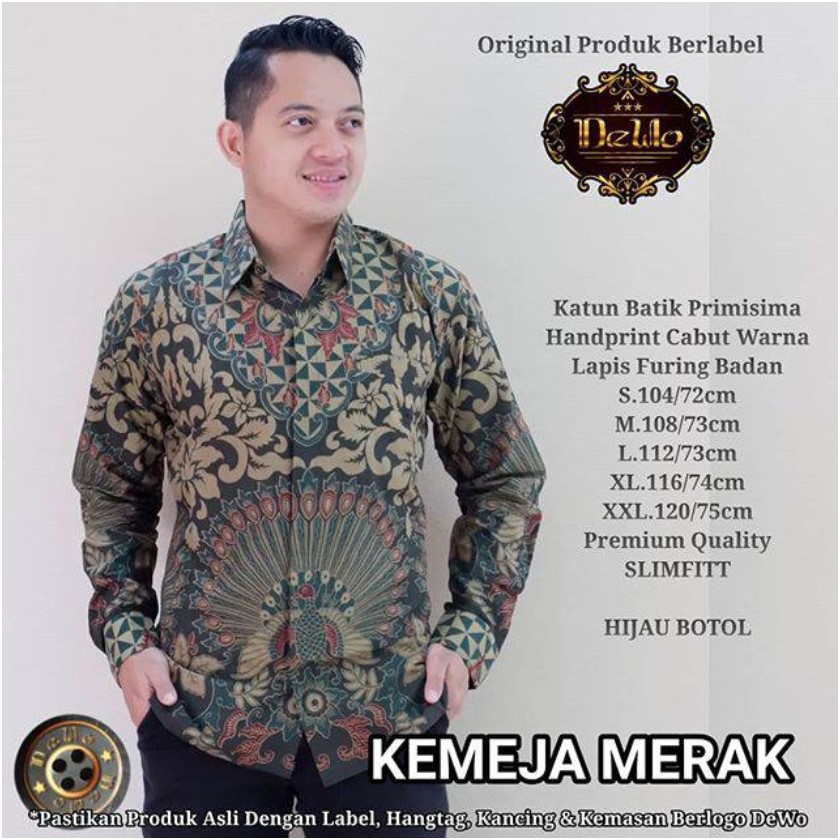MERAK HIJAU BOTOL / BATIK PRIA LENGAN PANJANG / by DEWO BATIK / 10.3