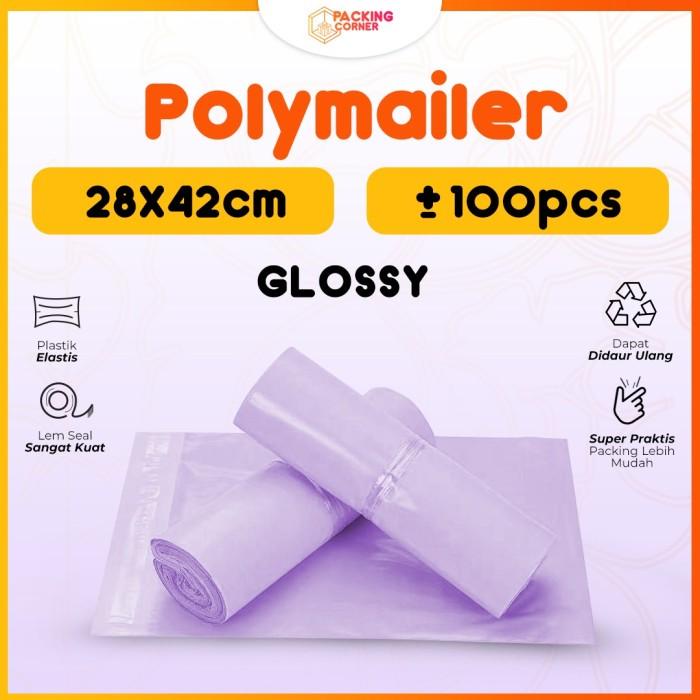 

Wrap Plastik Packing Polymailer Warna Ungu Pastel 28X42 100Pcs Tebal Glossy