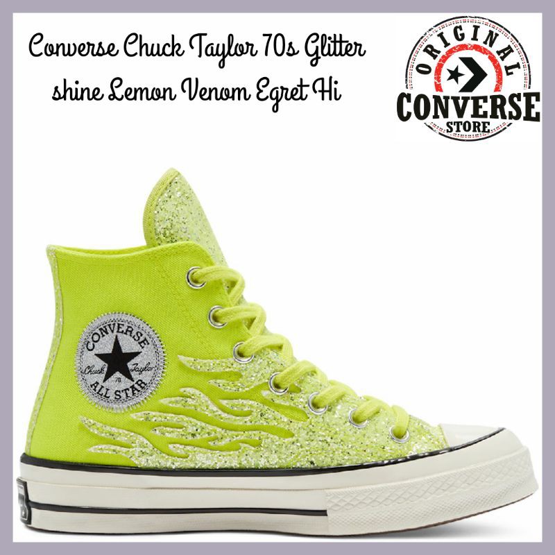 ORIGINAL CONVERSE CHUCK TAYLOR 70s GLITTER SHINE LEMON VENOM EGRET Hi 569388C WOMENS