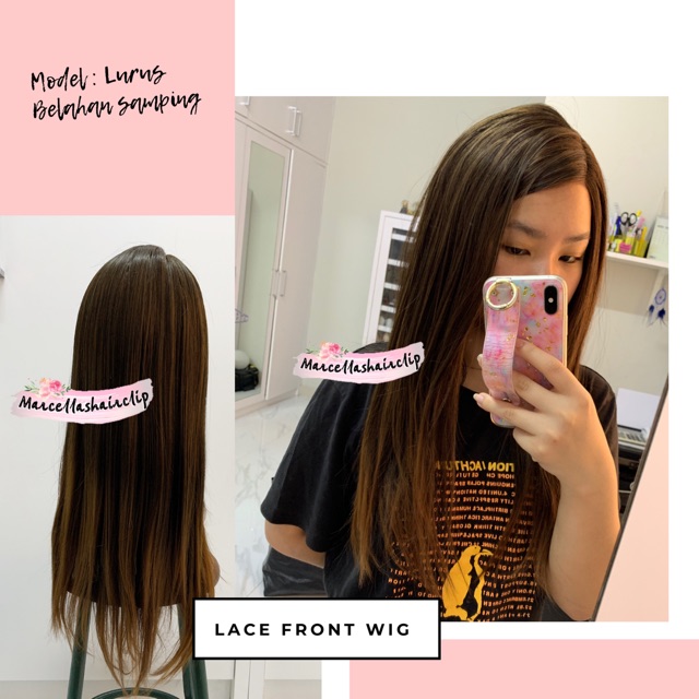 LACE FRONT WIG AKEMI - LURUS PANJANG 60cm [ rambut palsu wanita wig natural panjang dengan renda kai