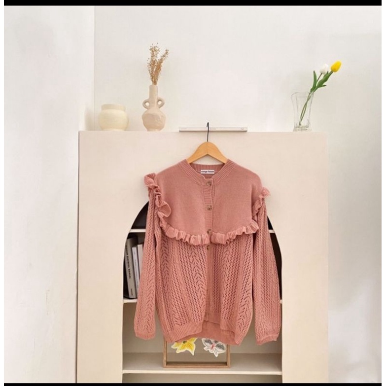 vintage house jisoo Korean knit cardi pink by vintagehouse_id
