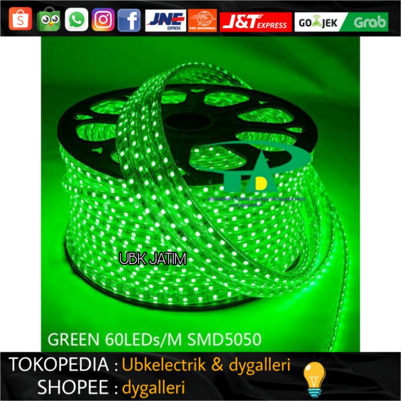 LED SMD 5050 Led Strip Roll 100 Meter 220V  - HIJAU
