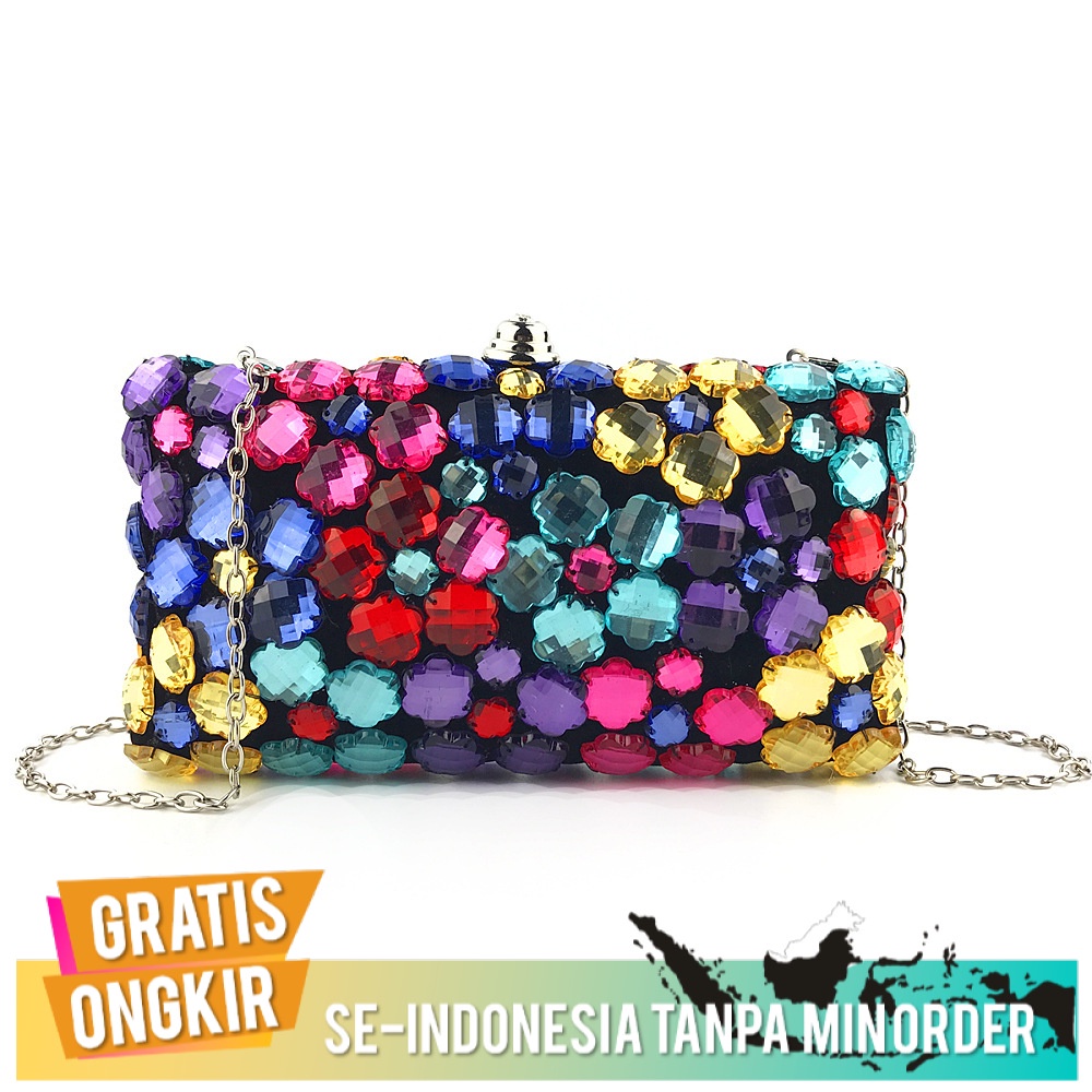 Tas Pesta Wanita Import Elegant Tas Buatan Tangan Warna Manik-manik Tas