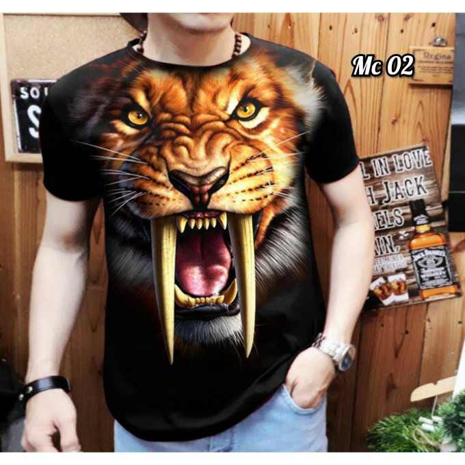 Kaos Distro Pria Lengan Pendek / Macan MC-02 / UK L-XL-XXL / Shalch Trendy