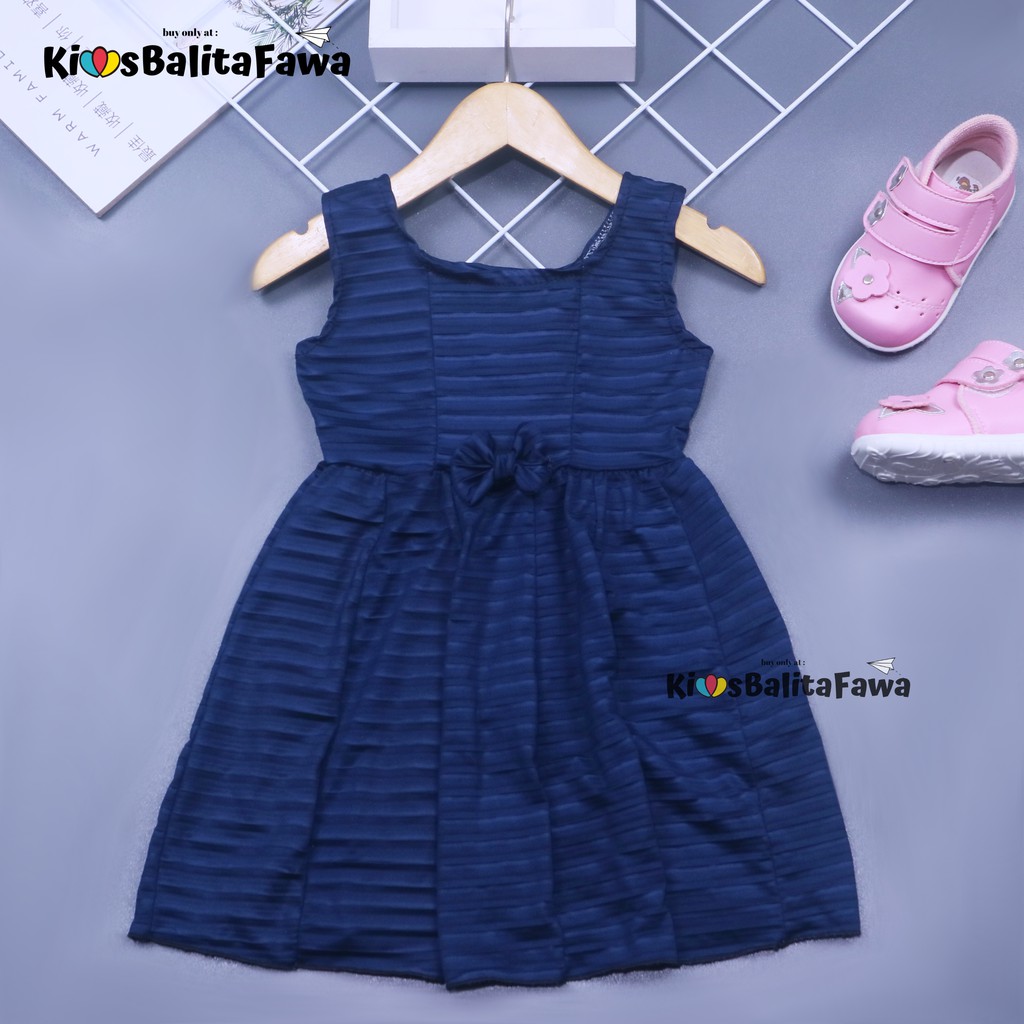 Dress Riani uk 1-2 Tahun / Dres Yukensi Anak Perempuan Baju Tanktop Pakaian Plisket Gaun Import