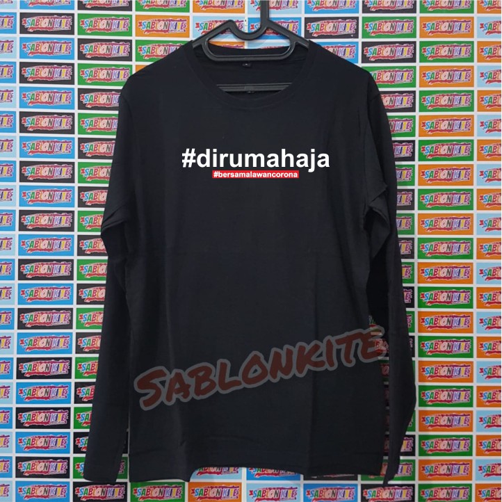 MURAH!!! KAOS DIRUMAH AJA BERSAMA LAWAN CORONA BAHAN COMBED 30S YA!!!