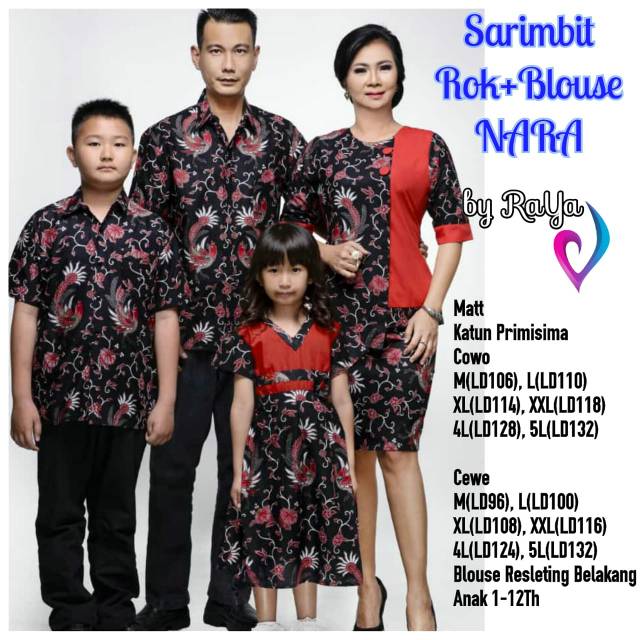 Batik Couple Seragam Lebaran Non Hijab Baju keluarga merah KEBAYA NARA sarimbit batik keluarga DESSY