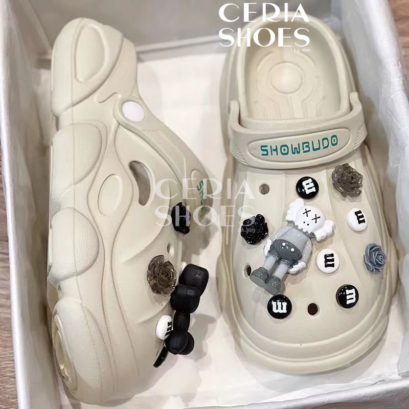 PVC Sandal Slop Wanita Clog Slip On Jibbitz KAWS XX Import Bangkok Rubber ELastic Super Soft Toy Story Sol Rubber Anti Slip Summer Sandals 218 ELMOXX
