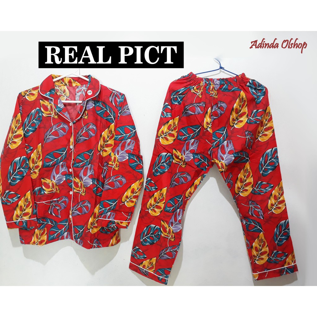PIYAMA DEWASA || BAJU TIDUR LENGAN PANJANG || MOTIF DAUN JANDA BOLONG || PIYAMA VIRAL