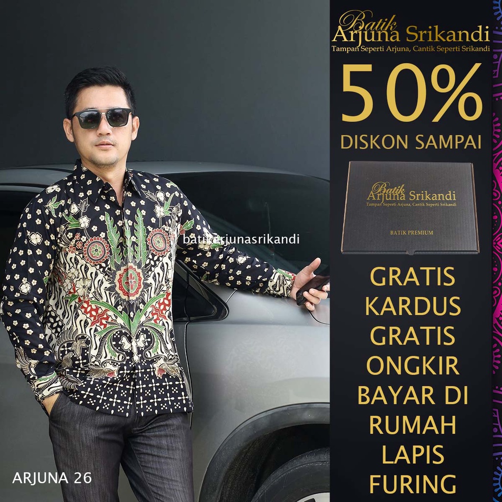 Kemaja Batik Pria Lengan Panjang Baju Hem Atasan Pria Baju Batik Pria Lengan Panjang Modern Slim Fit