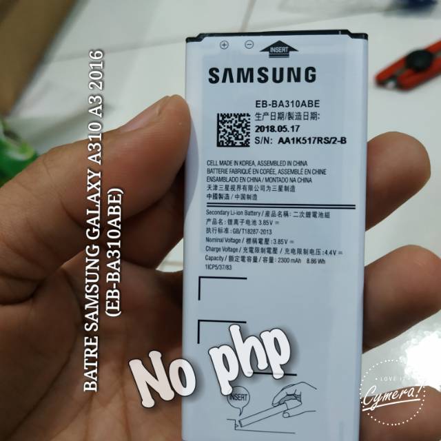 BATRE BATERAI BATTERY SAMSUNG GALAXY A3 2016 / A310 ORIGINAL 100%