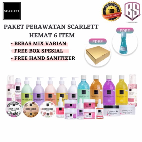 Unik Scarlett Whitening Paket Hemat 6 Item - Bebas Mix Varian - RANDOM Diskon