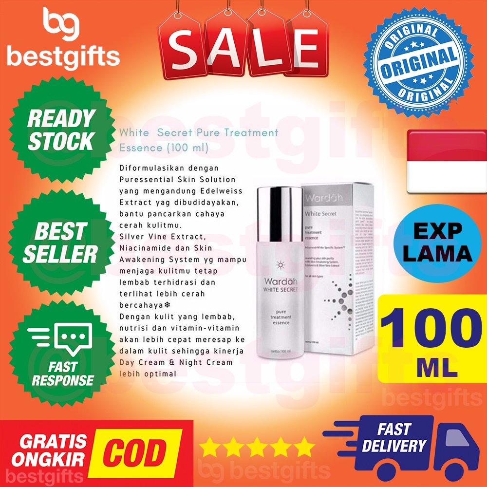 WARDAH CRYSTAL WHITE SECRET PURE TREATMENT ESSENCE MENCERAHKAN KULIT MUKA PELEMBAB WAJAH HALUS BERSIH 100 ML