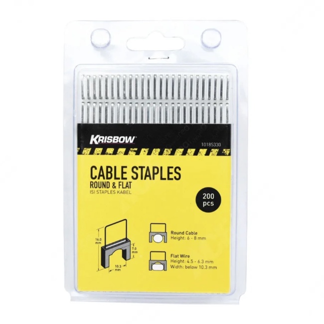 Krisbow Cable Tracker Steples 200pcs Kabel Penembak Streples Refill Isi Ulang Stapler Tembak yang Kompatibel Dengan Tipe Cable Tackers