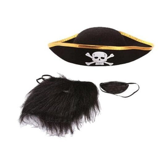 Paket topi penutup mata dan jenggot bajak laut pirates