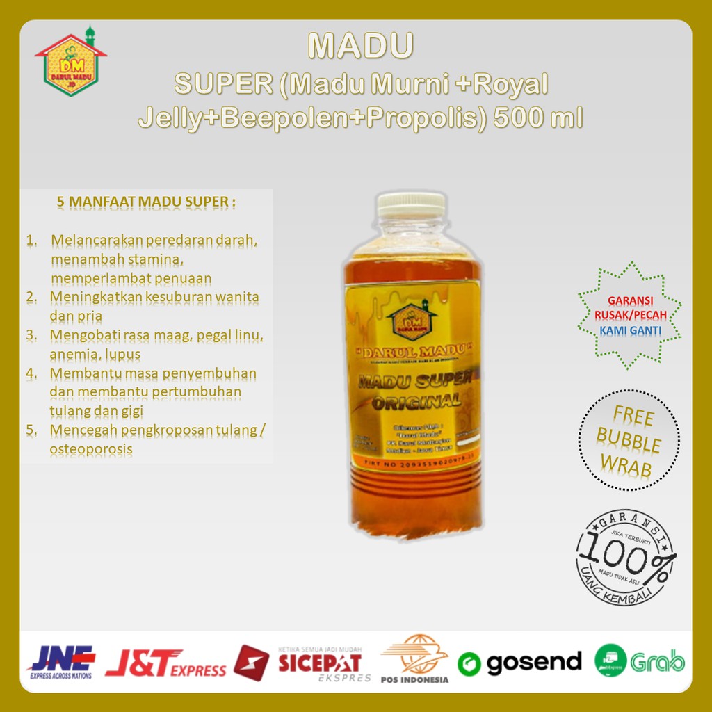 

Darul Madu ~ (Madu Murni + Propolis + Royal Jelly + Bee Pollen) ~ Madu Super 500 ml / 750 gram