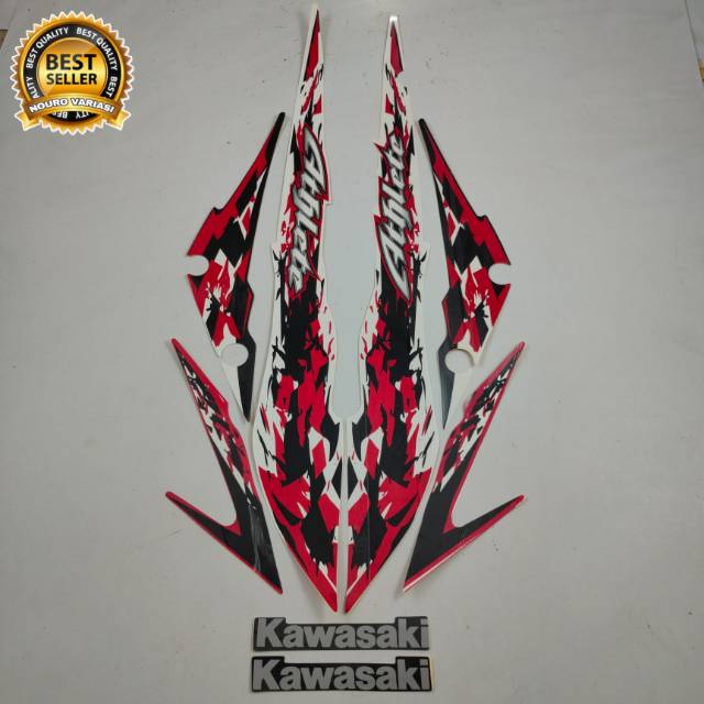 Striping Kawasaki athlete putih merah stiker Lis body motor berkualitas terbaik termurah