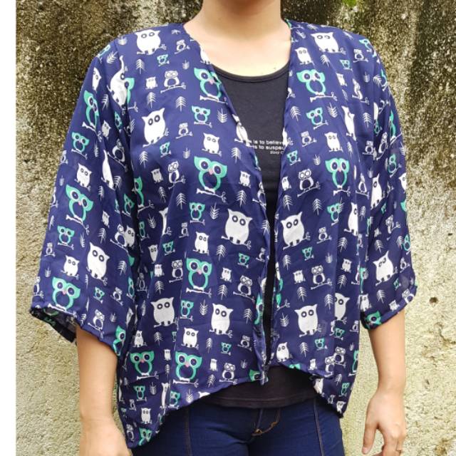 Kimono Outer Owl Cardi Cardigan Wanita