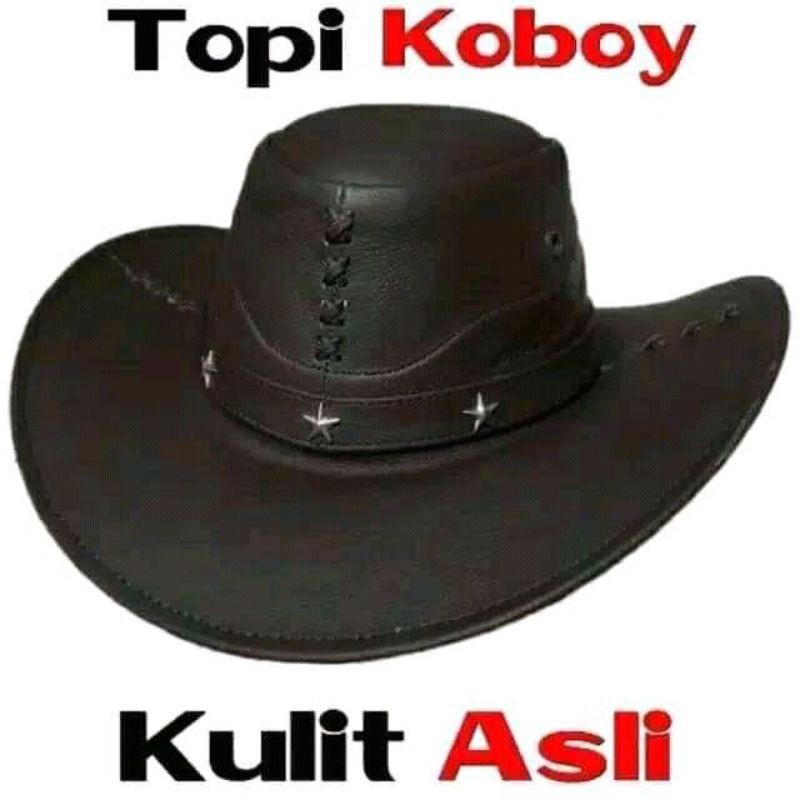 Topi Koboy Pria Kulit Asli, Laken Koboy Cowboy Coboy