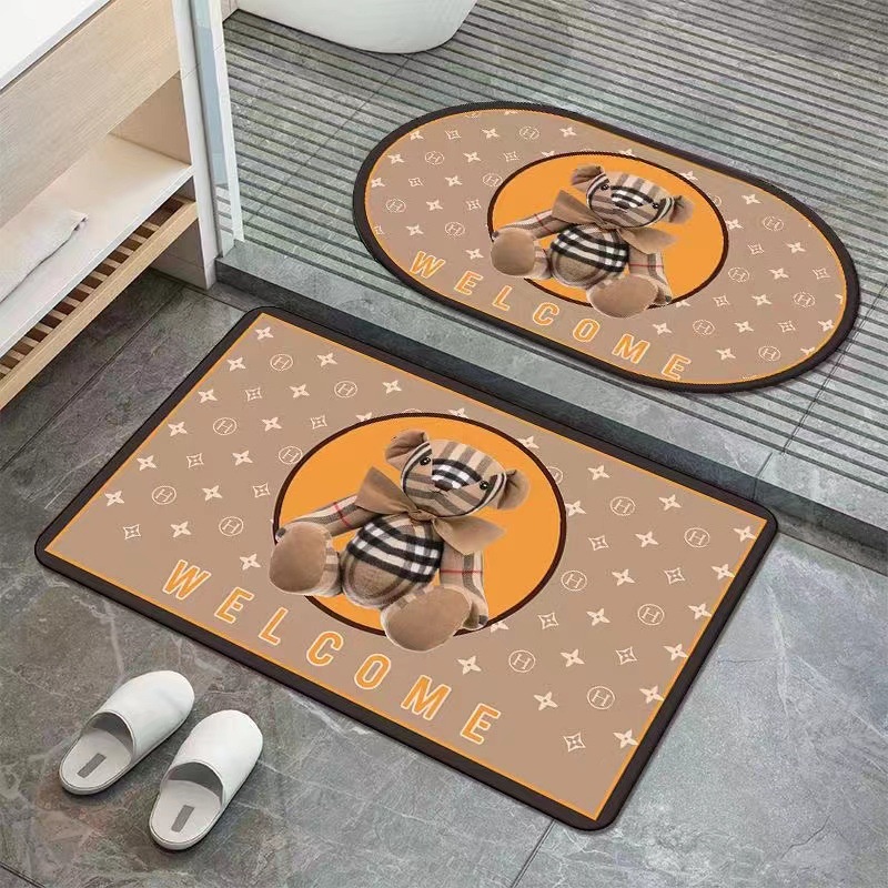 ETFELICEL Velvet Mat SET / Keset Lantai Kaki Bludru Anti Selip Pintu Kamar Mandi