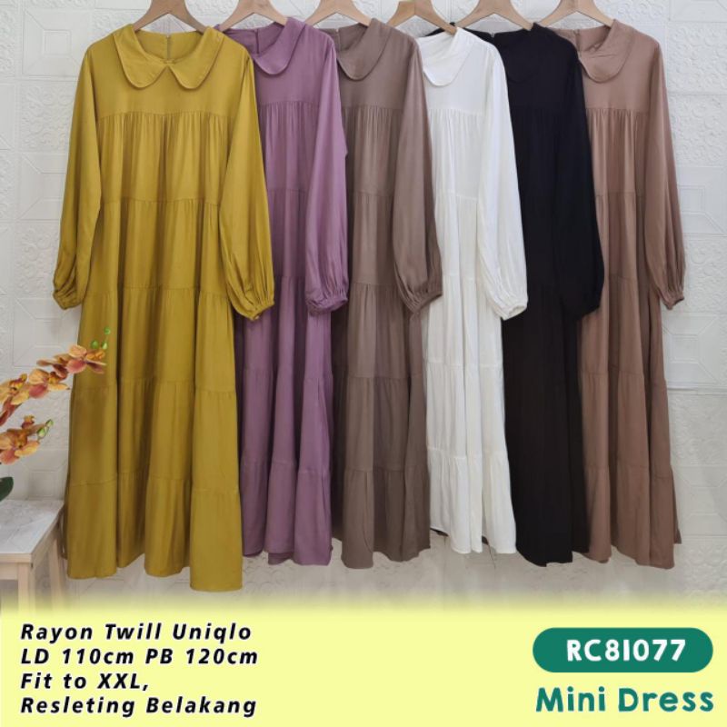 midi dress katun rayon twill uniqlo premium
