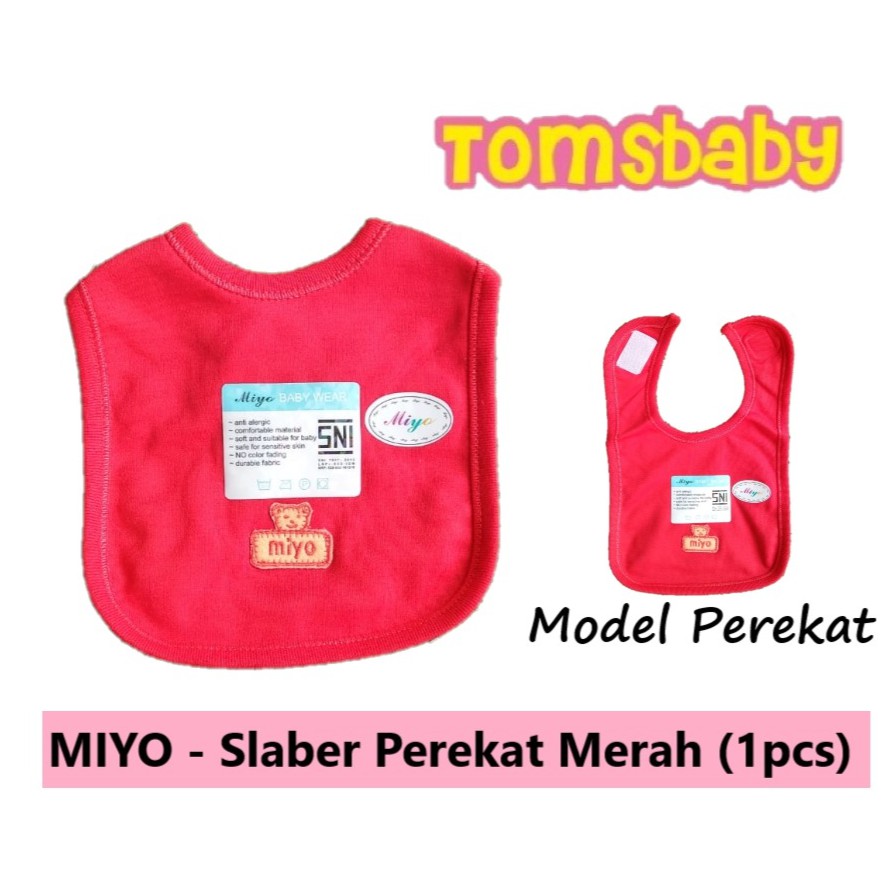 MIYO 1pcs Slaber Perekat Bayi TC MERAH / Slaber Bayi Miyo