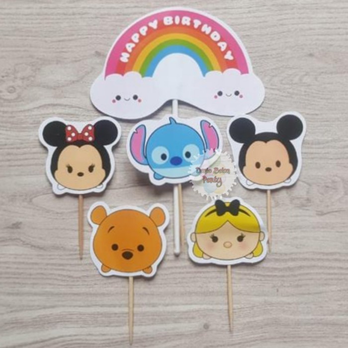 Cake Topper Happy Birthday / Cake Topper Disney Tsum Tsum