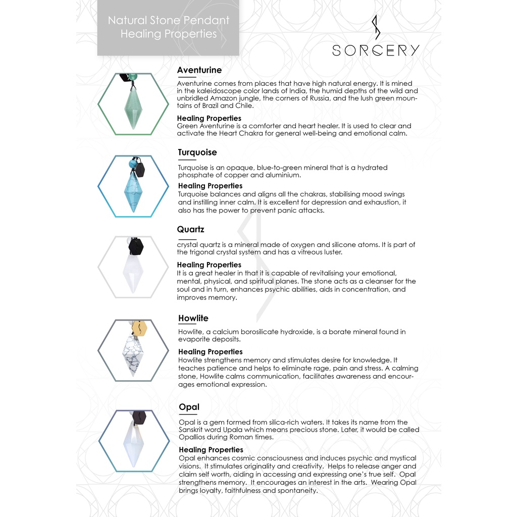 SORCERY Pendant Bandul Liontin Kalung Kesehatan Natural Stone Batu Alam Asli Unisex Cewek Cowok Pria Wanita-7