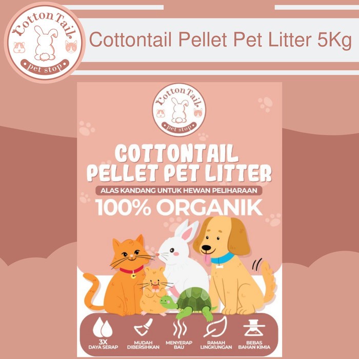 Cottontail Pellet Pet Litter 5kg - Wood Cottontail Pellet Pet Litter 5kg