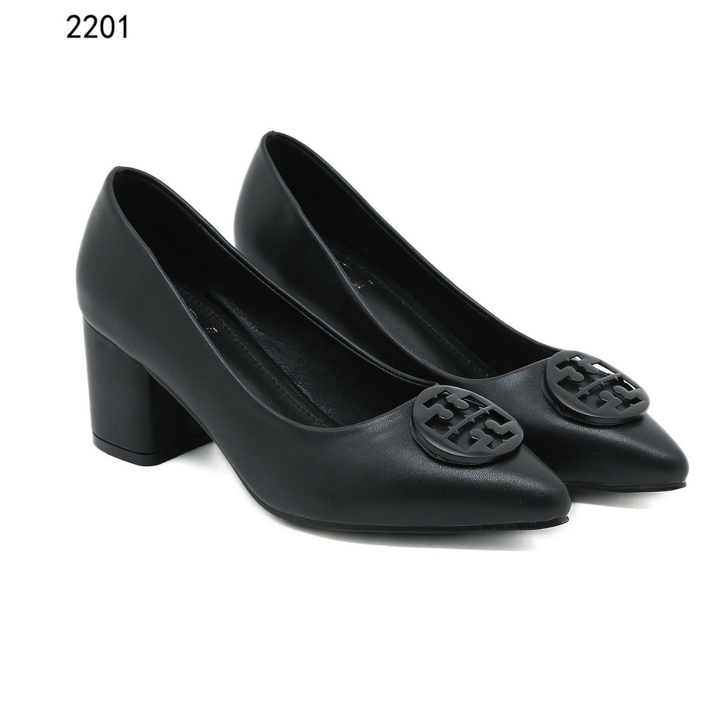 TB Leather Logo Block- Heel Pumps #2201