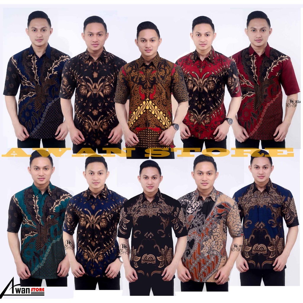 M, L, XL, XXL, kemeja batik pria lengan pendek jumbo baju batik pria