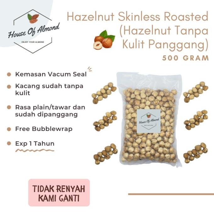 

Kacang Hazelnut Skinless (Tanpa Kulit) Panggang 500gr