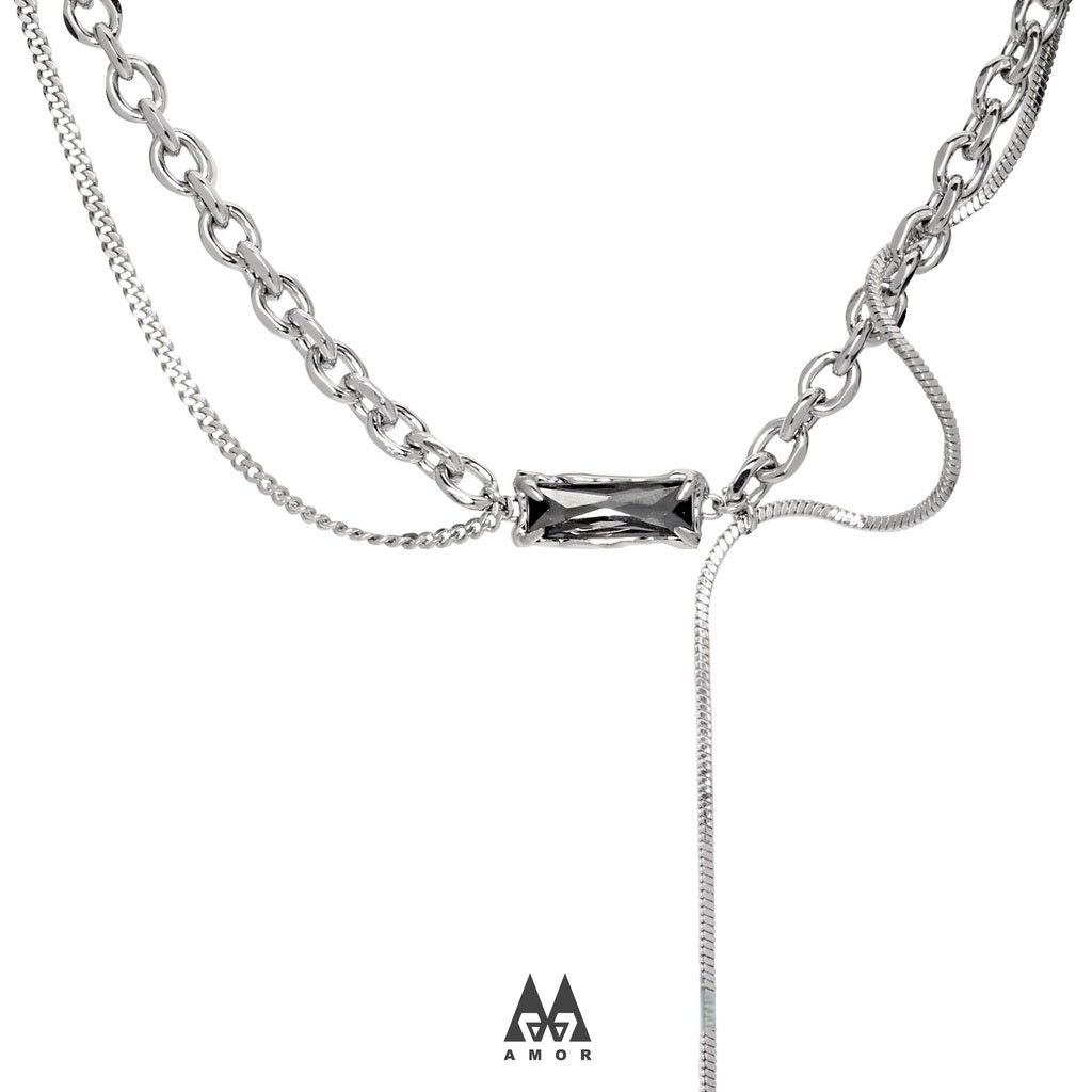 1stxulie Kalung Bahan stainless steel Aksen Berlian Untuk unisex