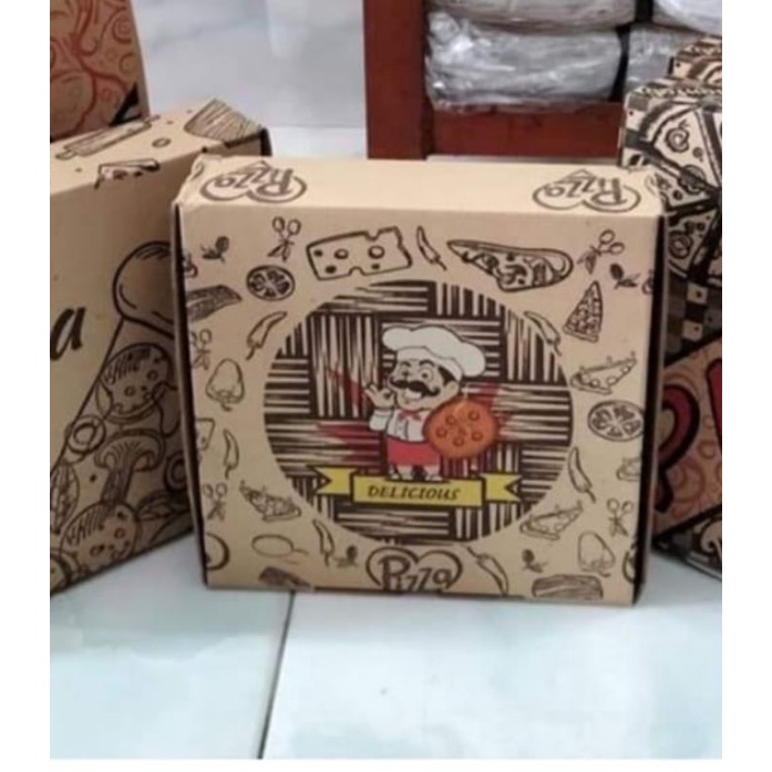

BOX PIZZA 20 EFLUTE CETAK / POLOS Kotak 20x20x4,5 Kardus Kemasan Kado Cetak Motif Pizza / Polos Kemasan Makanan