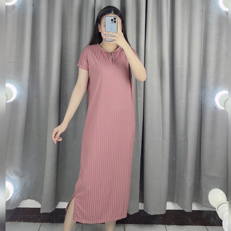 Maxi dress V rib | Long dress import