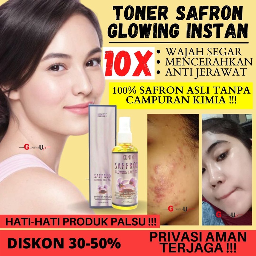 SAFRON FACE MIST KUNTZE SAFFRON GLOWING FACE MIST BPOM 100ml PENCERAH WAJAH PENGHILANG BEKAS JERAWAT