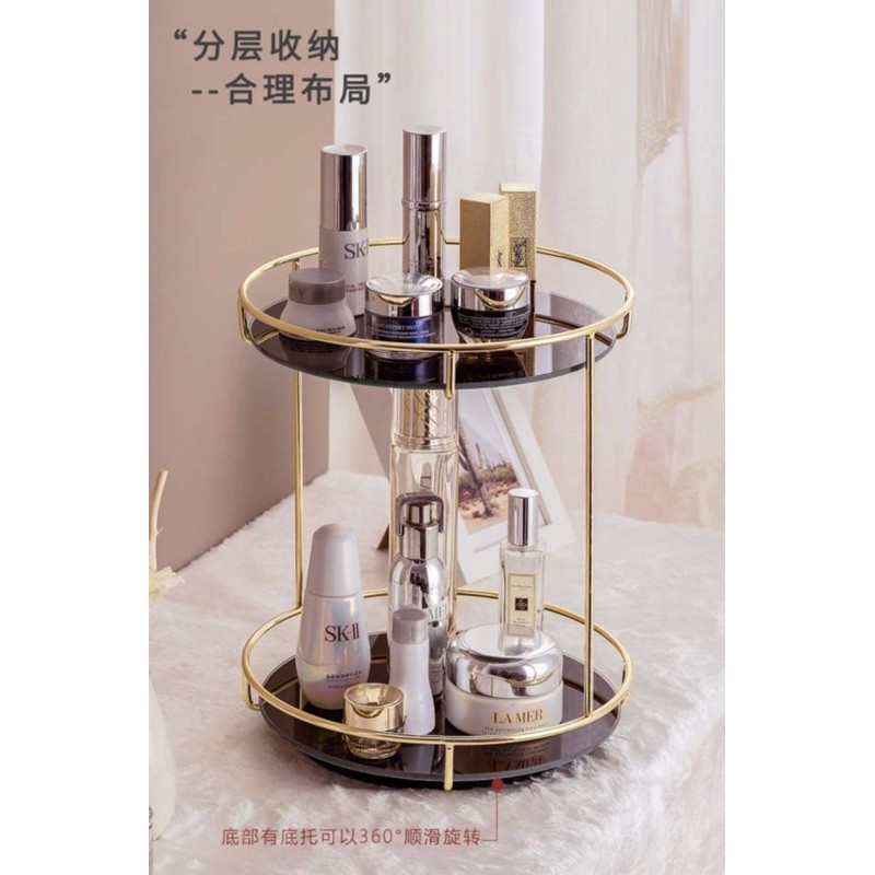 Marble Tray Double Layer Cosmetics Storage