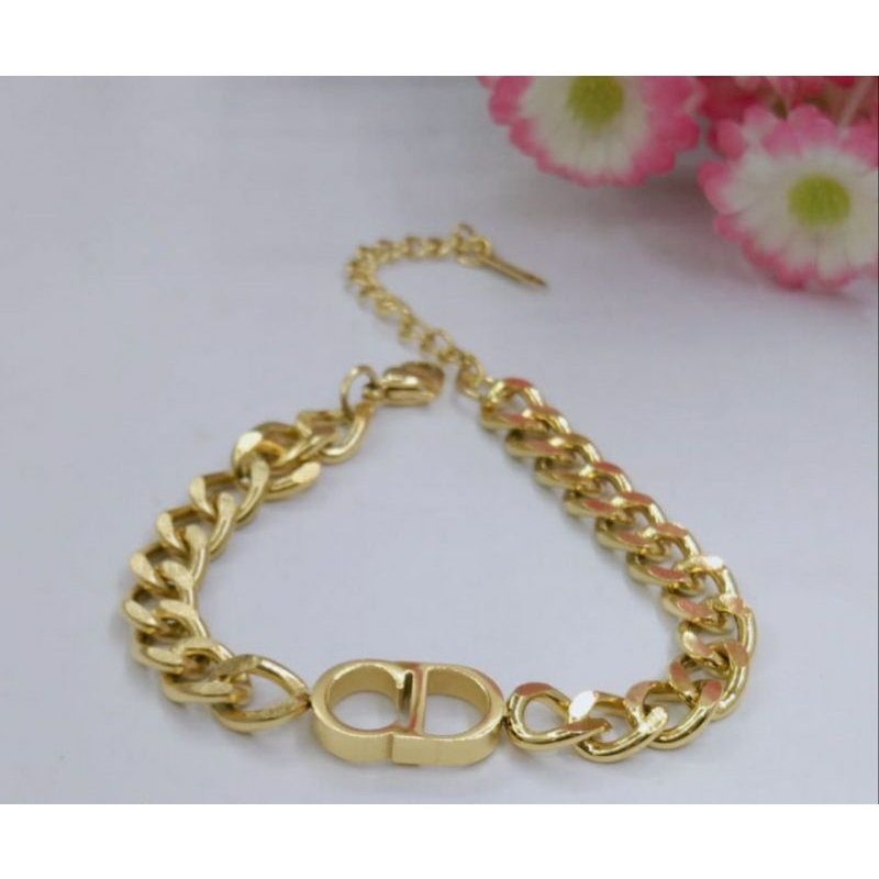 gelang wanita lapis emas/gelang rantai titanium 03737