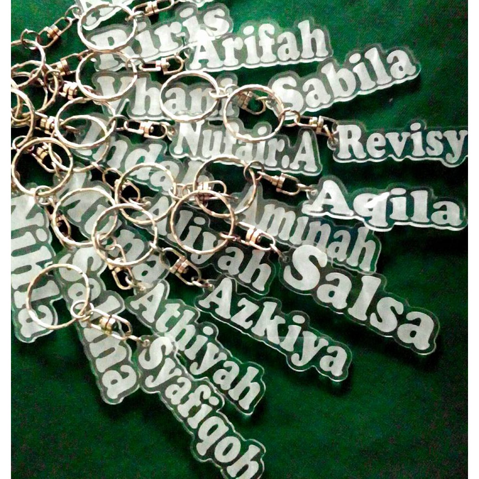 GANCI GRAFIR 3MM GANTUNGAN KUNCI GRAFIR AKRILIK UKIR Gantungan Kunci Nama / Logo Akrilik Custom Ukir Laser Cut